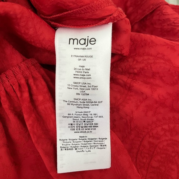 Maje Rahima Rouge Red Floral Jacquard Faux Wrap Mini Dress Size 1 (S) - Picture 7 of 7
